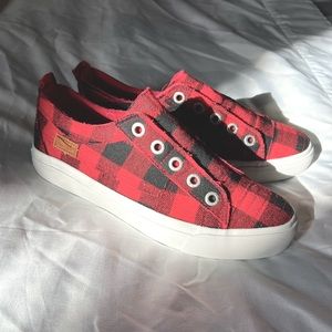 Blowfish Malibu red buffalo check shoes